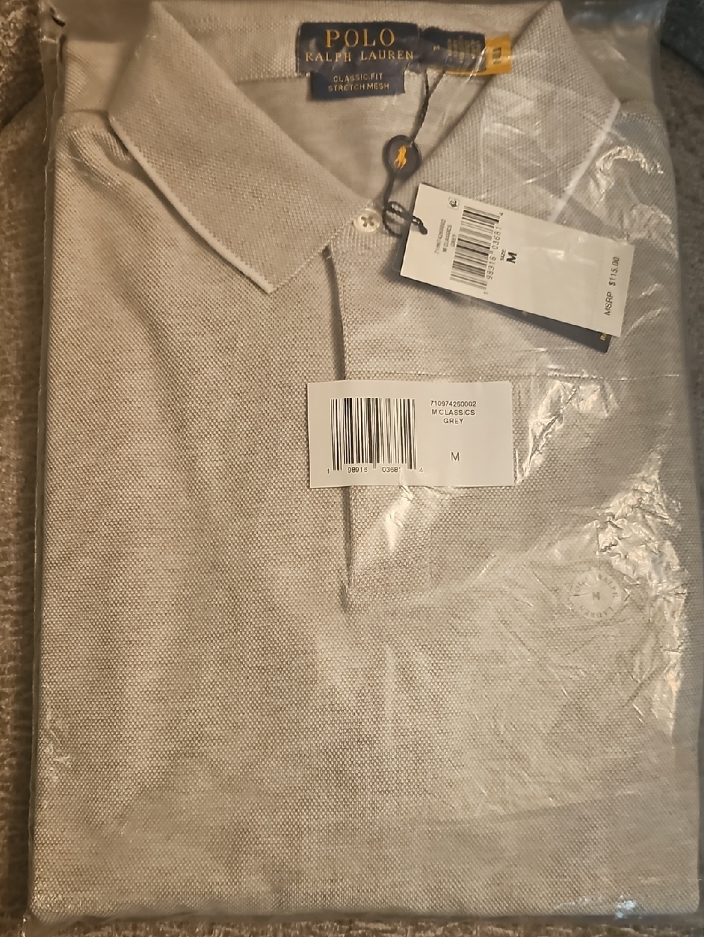 Ralph Lauren Polo Classic Fit Stretch Mesh Polo - Light Gray